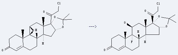 Halcinonide is prepared by reaction of 21-Chlor-9,11b-epoxy-16a,17-isopropylidendioxy-4-pregnen-3,20-dion.